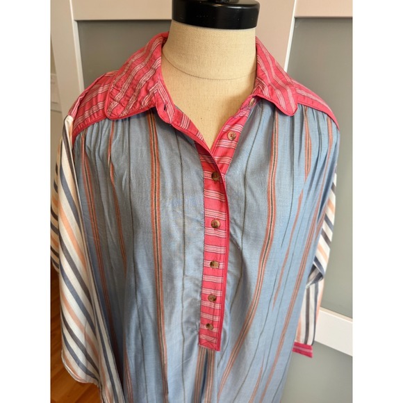 By Anthropologie True Midi Pajamas Dress Striped Button Long Sleeve Sheer XXS - Picture 9 of 15